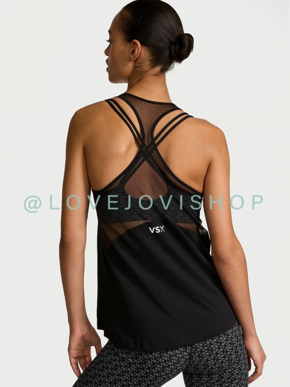 Athleisure | Victoria Secret VSX Mesh Panel Black Racerback Tank | Workout | S